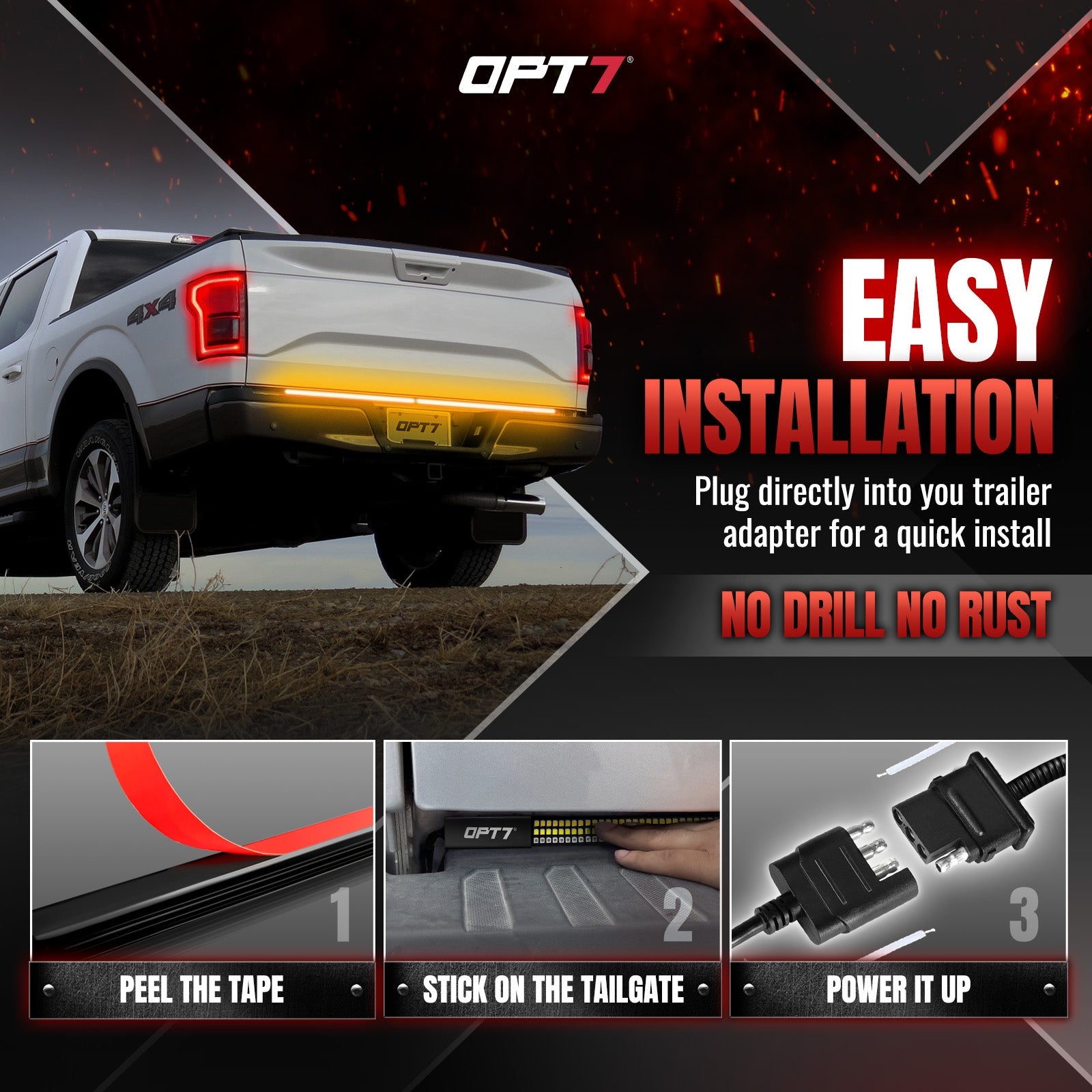 Redline Parlux Triple Row Tailgate Light Bar with Reverse & Sequential Turn Signals