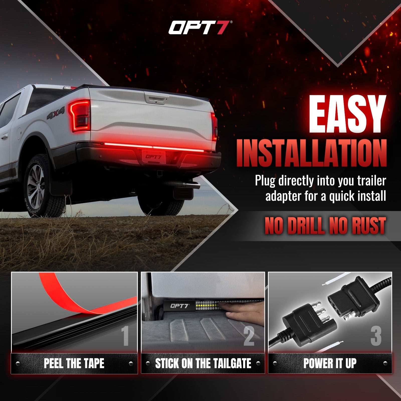 Redline Parlux Triple Row Tailgate Light Bar with Reverse & Sequential Turn Signals