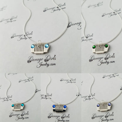 Jeep Grill Crystal Headlight Necklace