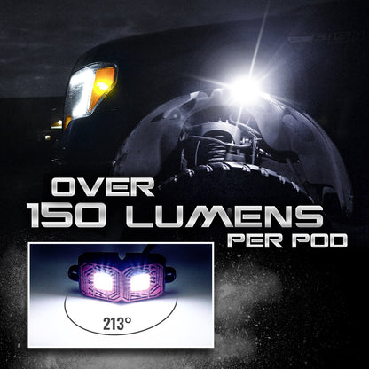 OPT7 Photon White 8PCS LED Rock Light w-Magnet Wide Angle Underglow Neon Lighting Kit