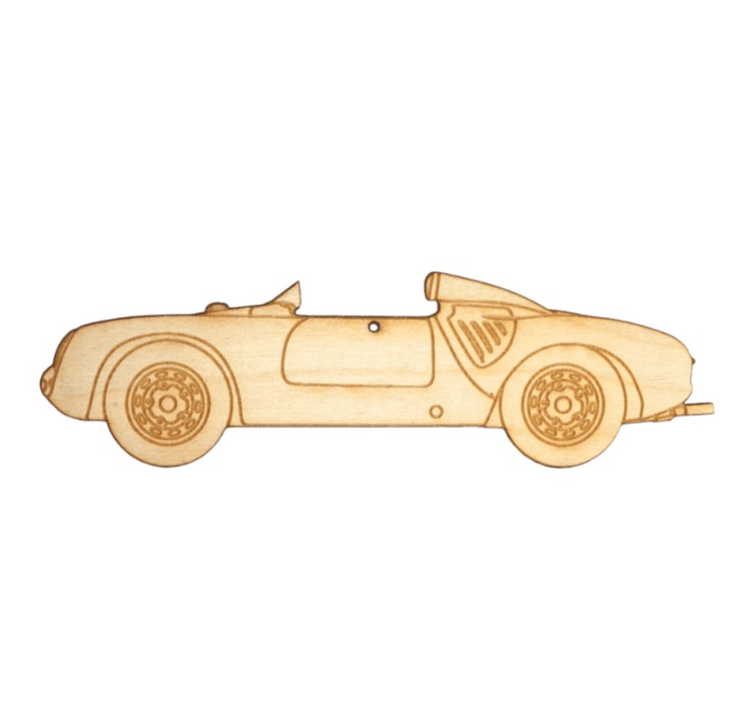 ZSPEC Laser-Engraved Birch Ornament, Style: Porsche 550 Speedster, ~5-inch Wide