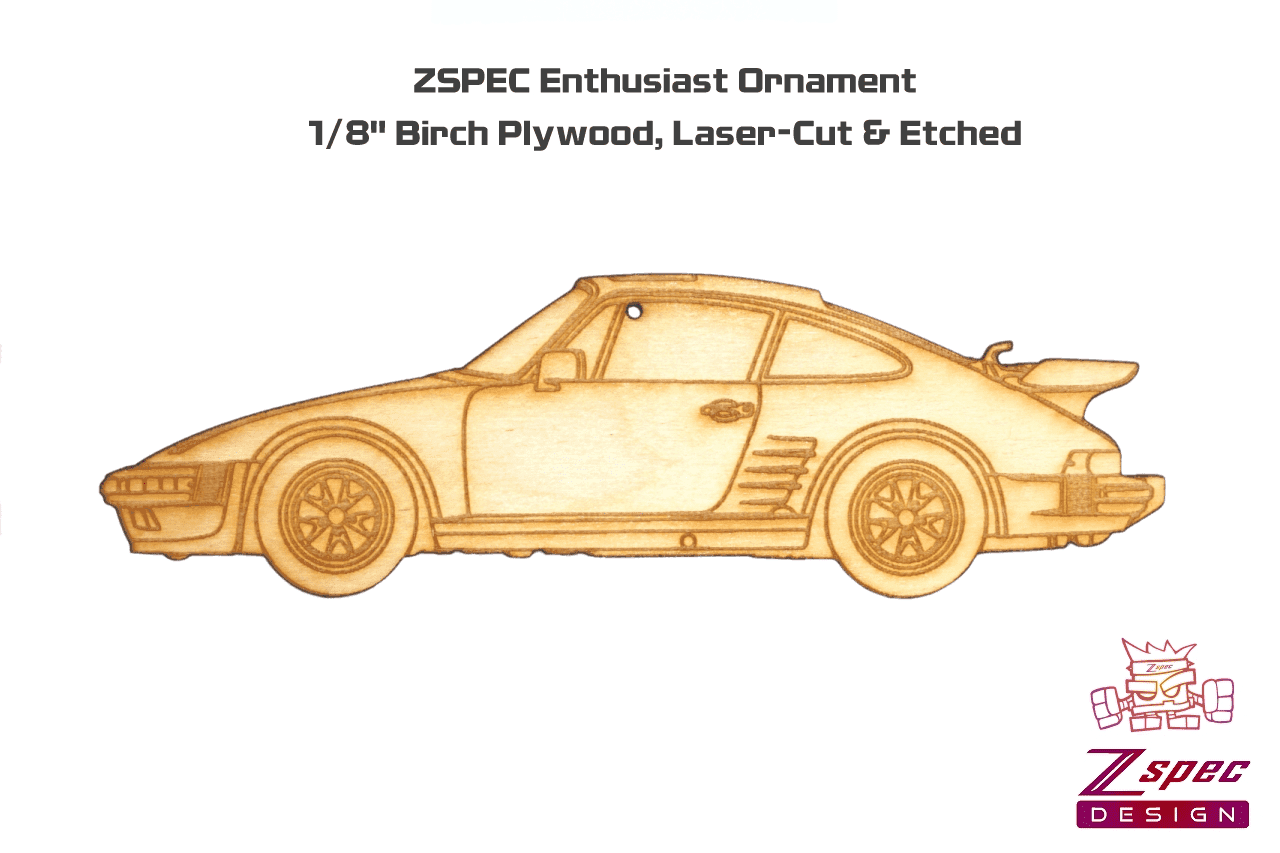 ZSPEC Laser-Engraved Birch Ornament, Style: Porsche 911 / 935, ~5-inch Wide
