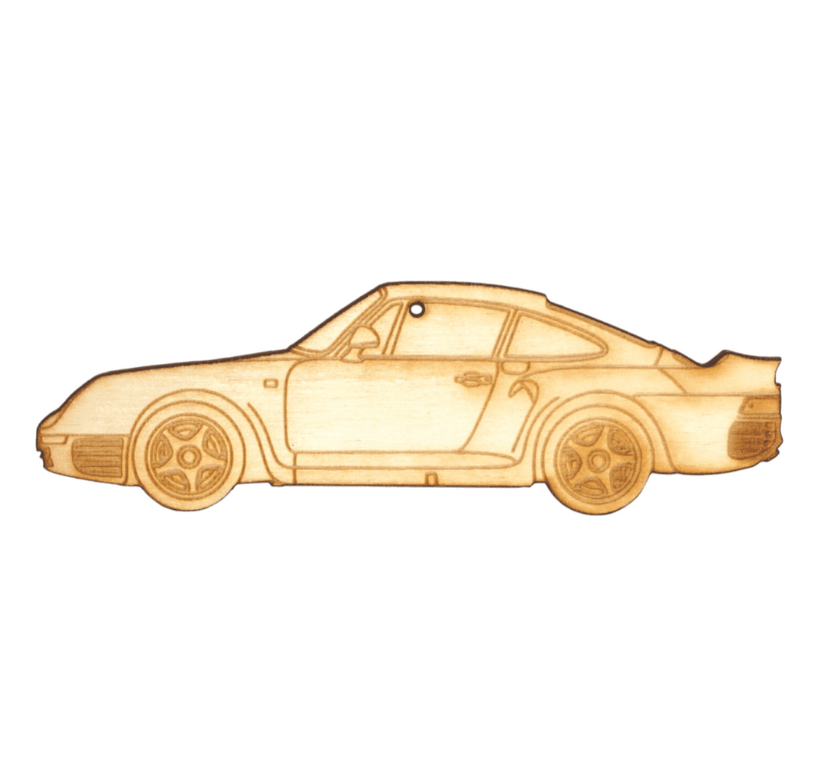 ZSPEC Laser-Engraved Birch Ornament, Style: Porsche 959, ~5-inch Wide
