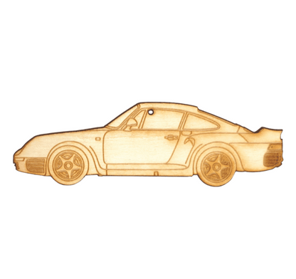 ZSPEC Laser-Engraved Birch Ornament, Style: Porsche 959, ~5-inch Wide