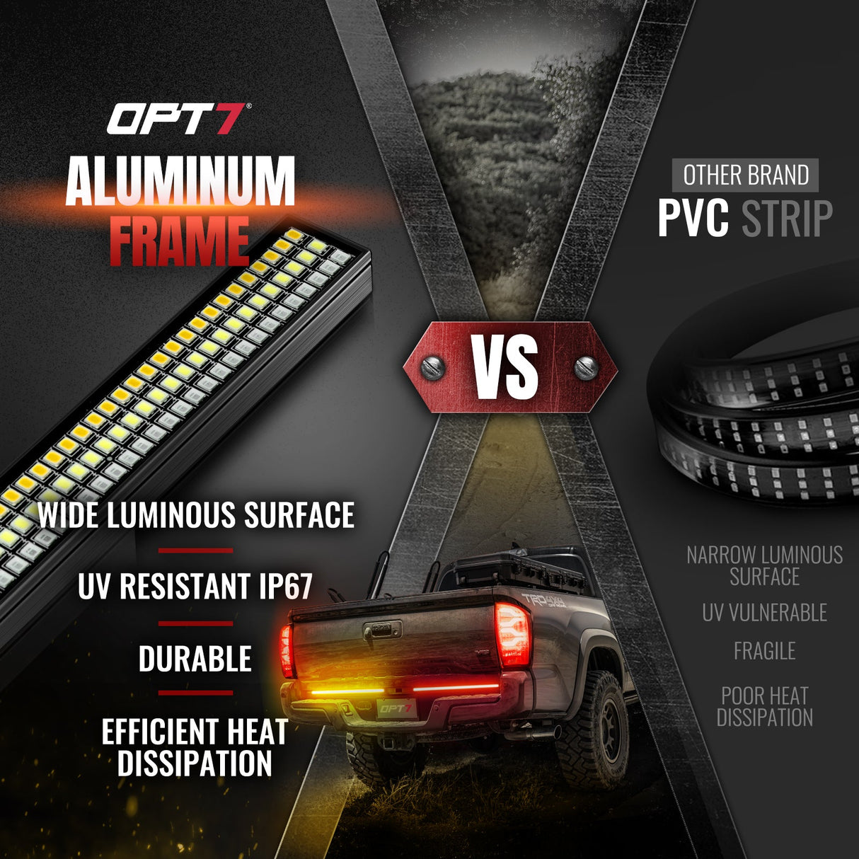 Redline Parlux Triple Row LED Tailgate Light Bar for Tacoma with Reverse Light, Brake Light & Sequential Turn Signals