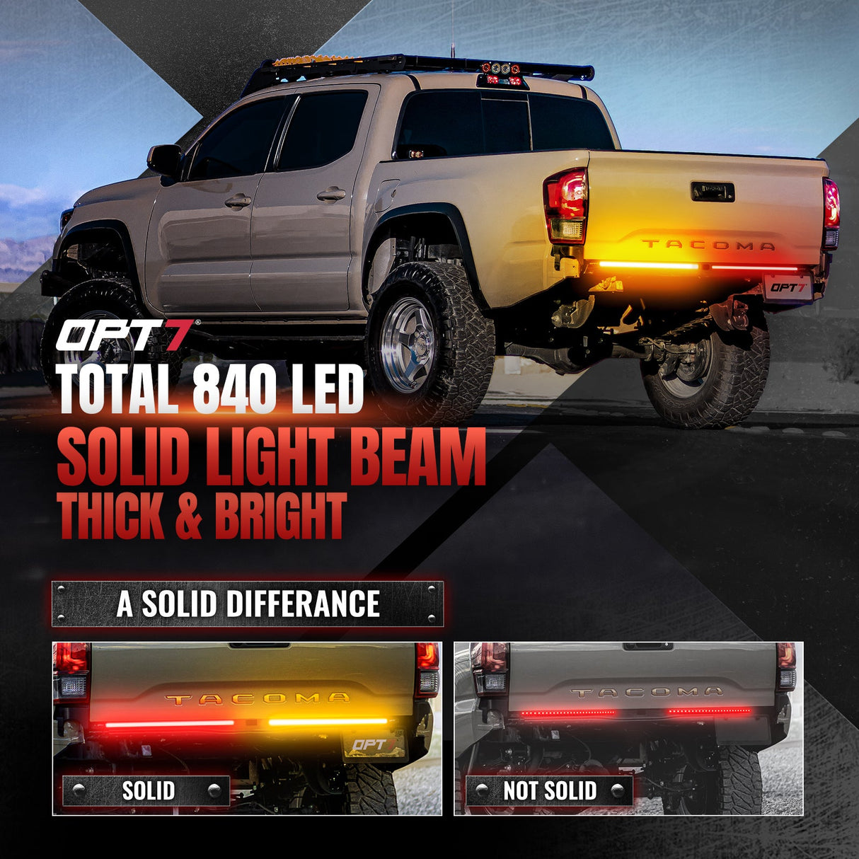 Redline Parlux Triple Row LED Tailgate Light Bar for Tacoma with Reverse Light, Brake Light & Sequential Turn Signals