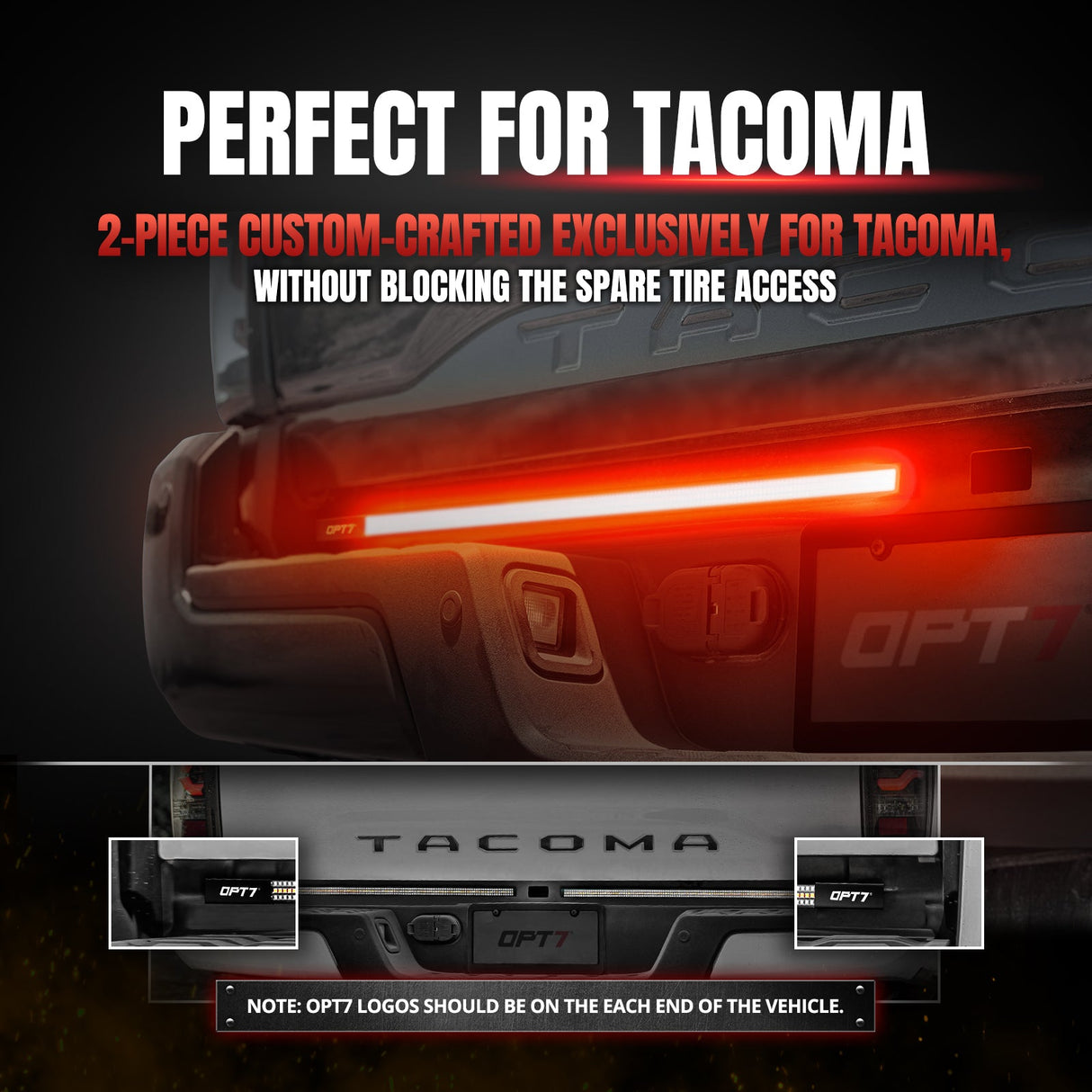 Redline Parlux Triple Row LED Tailgate Light Bar for Tacoma with Reverse Light, Brake Light & Sequential Turn Signals