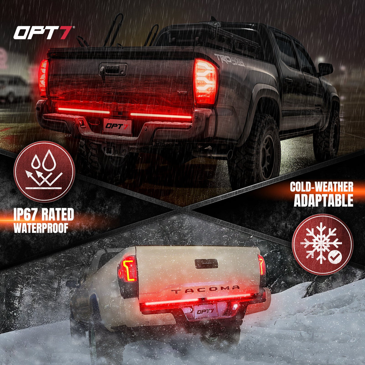 Redline Parlux Triple Row LED Tailgate Light Bar for Tacoma with Reverse Light, Brake Light & Sequential Turn Signals