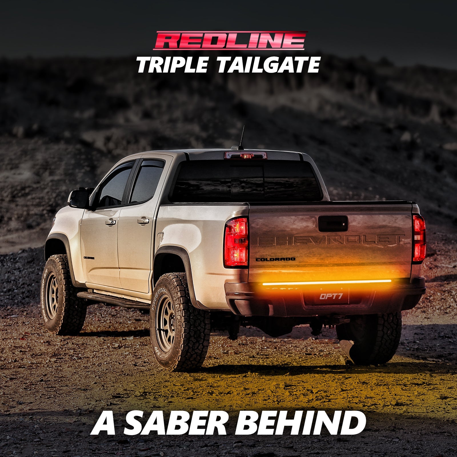OPT7 Redline Triple Tailgate Light Bar 48" Bundle for Chevy Silverado-GMC Sierra 1500 19-21