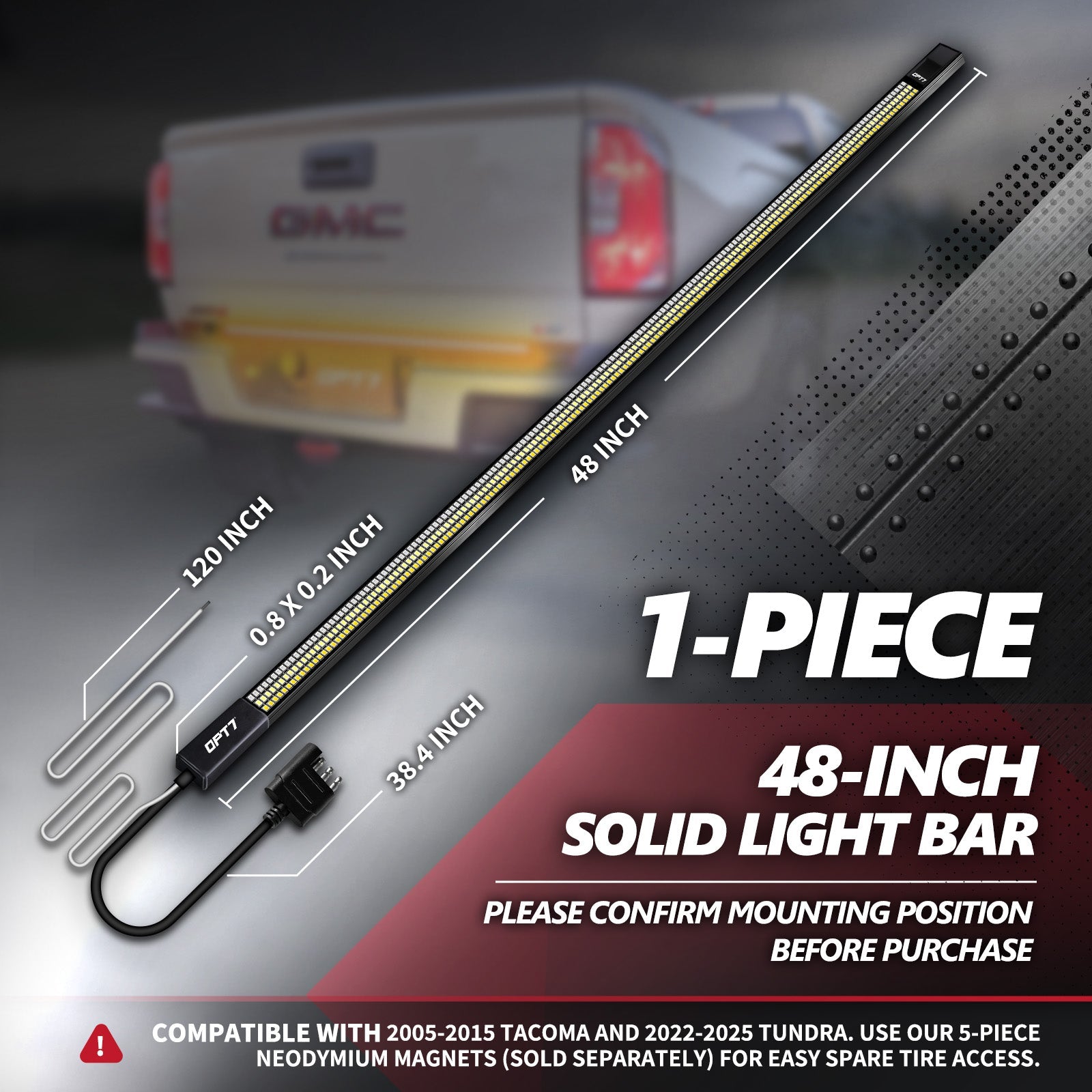 OPT7 Redline Triple Tailgate Light Bar 48" Bundle for Chevy Silverado-GMC Sierra 1500 19-21