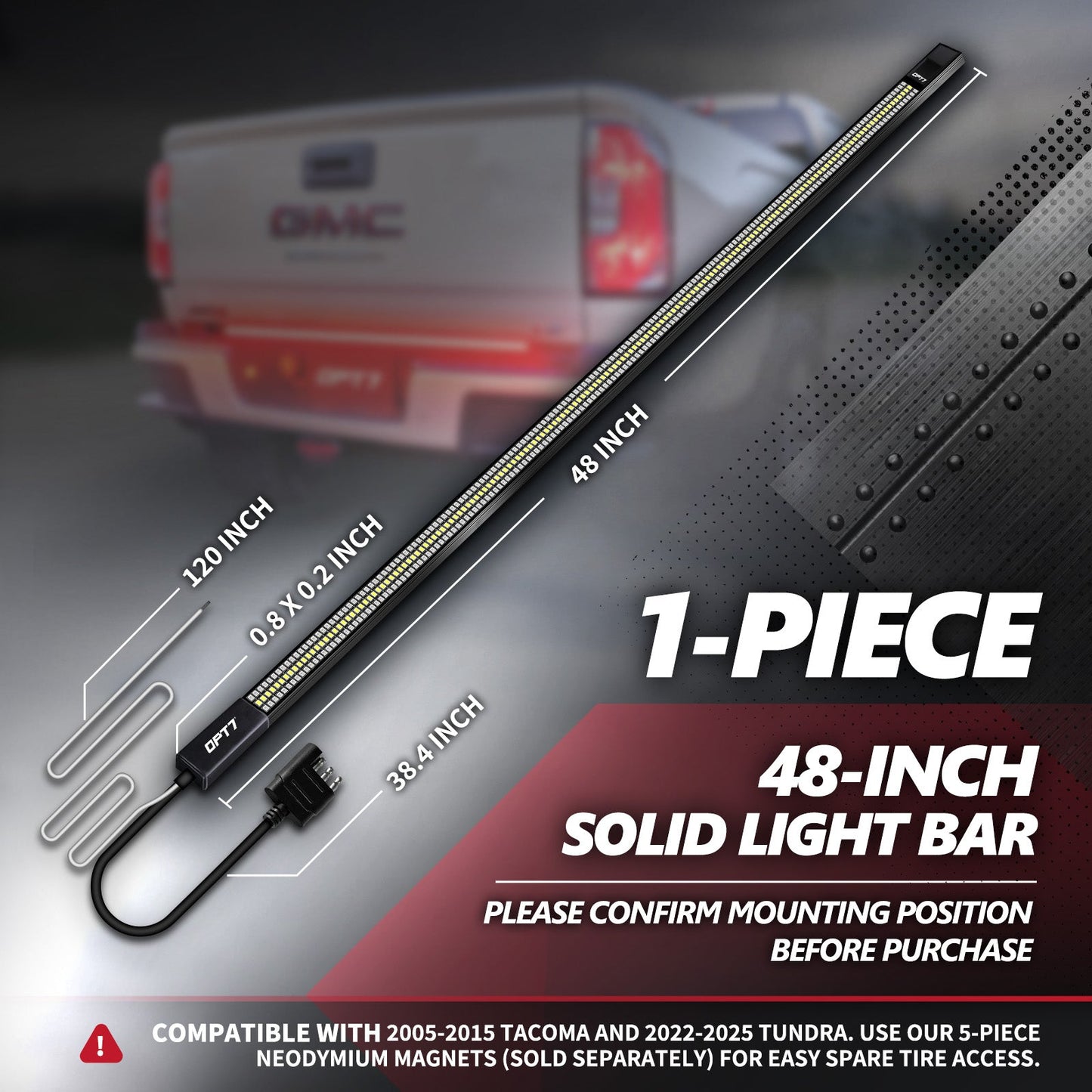 OPT7 Redline Triple Tailgate Light Bar 48" Bundle for Chevy Silverado-GMC Sierra 1500 19-21