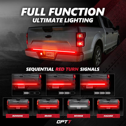 OPT7 Redline Triple Tailgate Light Bar 60" Bundle for Ford F150 15-18 Easy Connect Harness