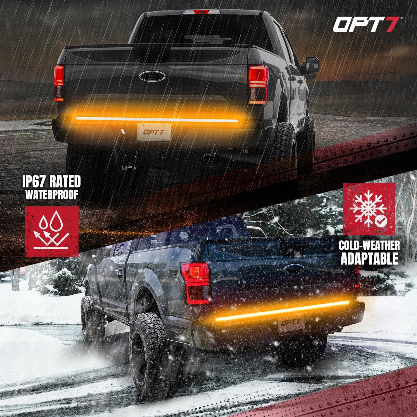 OPT7 Redline Triple Tailgate Light Bar 60" Bundle for Chevy Silverado-GMC Sierra 1500 19-21