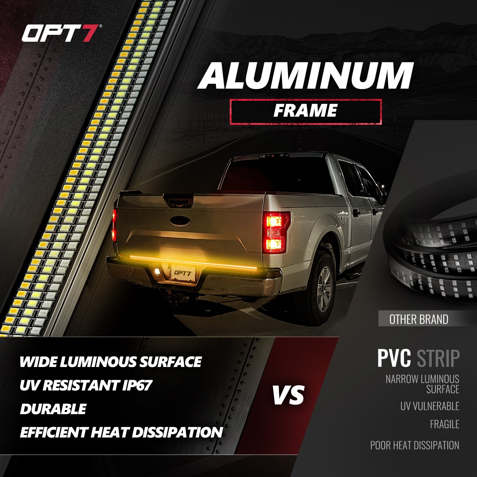 Redline Triple Row LED Tailgate Light Bar with Reverse Light, Brake Light & Sequential Turn Signals