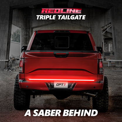 OPT7 Redline Triple Tailgate Light Bar 60" Bundle with Sidekick Running Board Light LED Strip Kit with Warning Mode