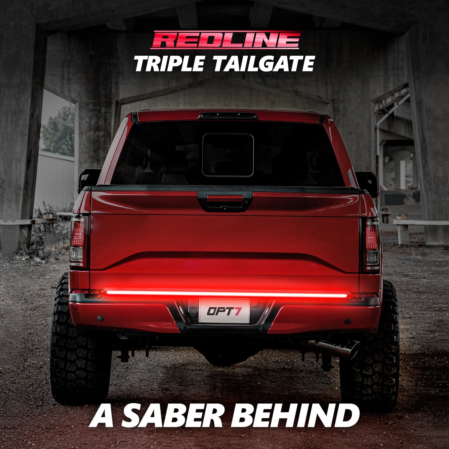 OPT7 Redline Triple Tailgate Light Bar 60" Bundle for Ford F150 15-18 Easy Connect Harness