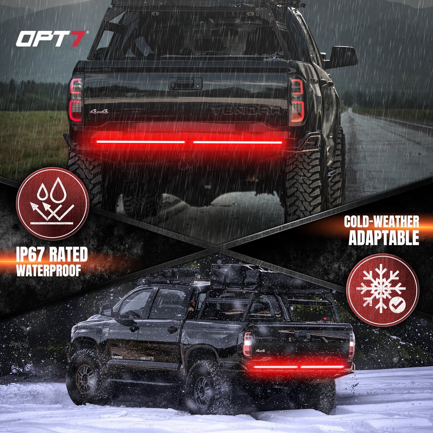 Redline Parlux Triple Row LED Tailgate Light Bar for Tundra with Reverse Light, Brake Light & Sequential Turn Signals