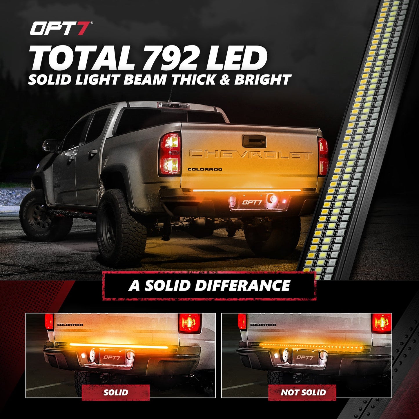 Redline Triple Row LED Tailgate Light Bar with Reverse Light, Brake Light & Sequential Turn Signals
