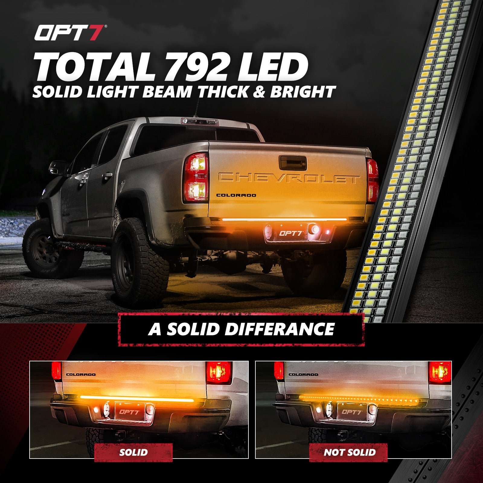 Redline Triple Row LED Tailgate Light Bar with Reverse Light, Brake Light & Sequential Turn Signals