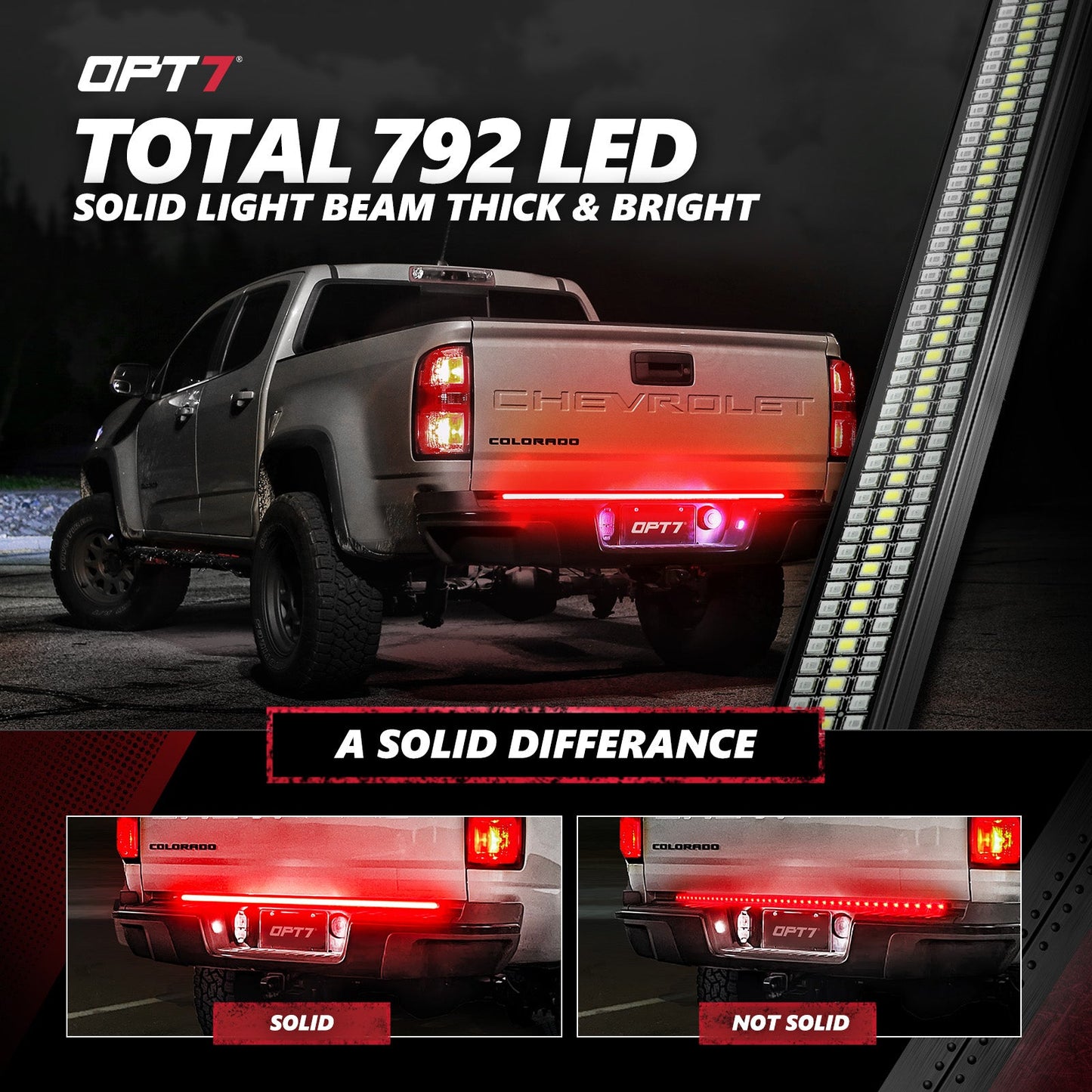 Redline Triple Row LED Tailgate Light Bar with Reverse Light, Brake Light & Sequential Turn Signals