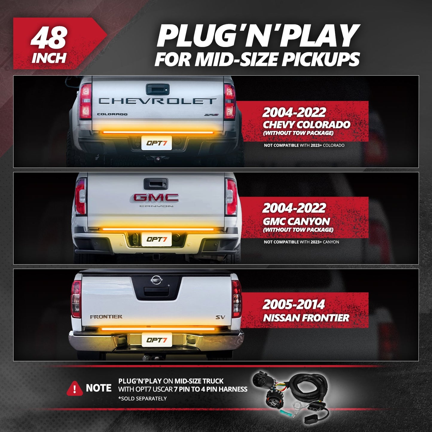 Redline Triple Row LED Tailgate Light Bar with Reverse Light, Brake Light & Sequential Turn Signals