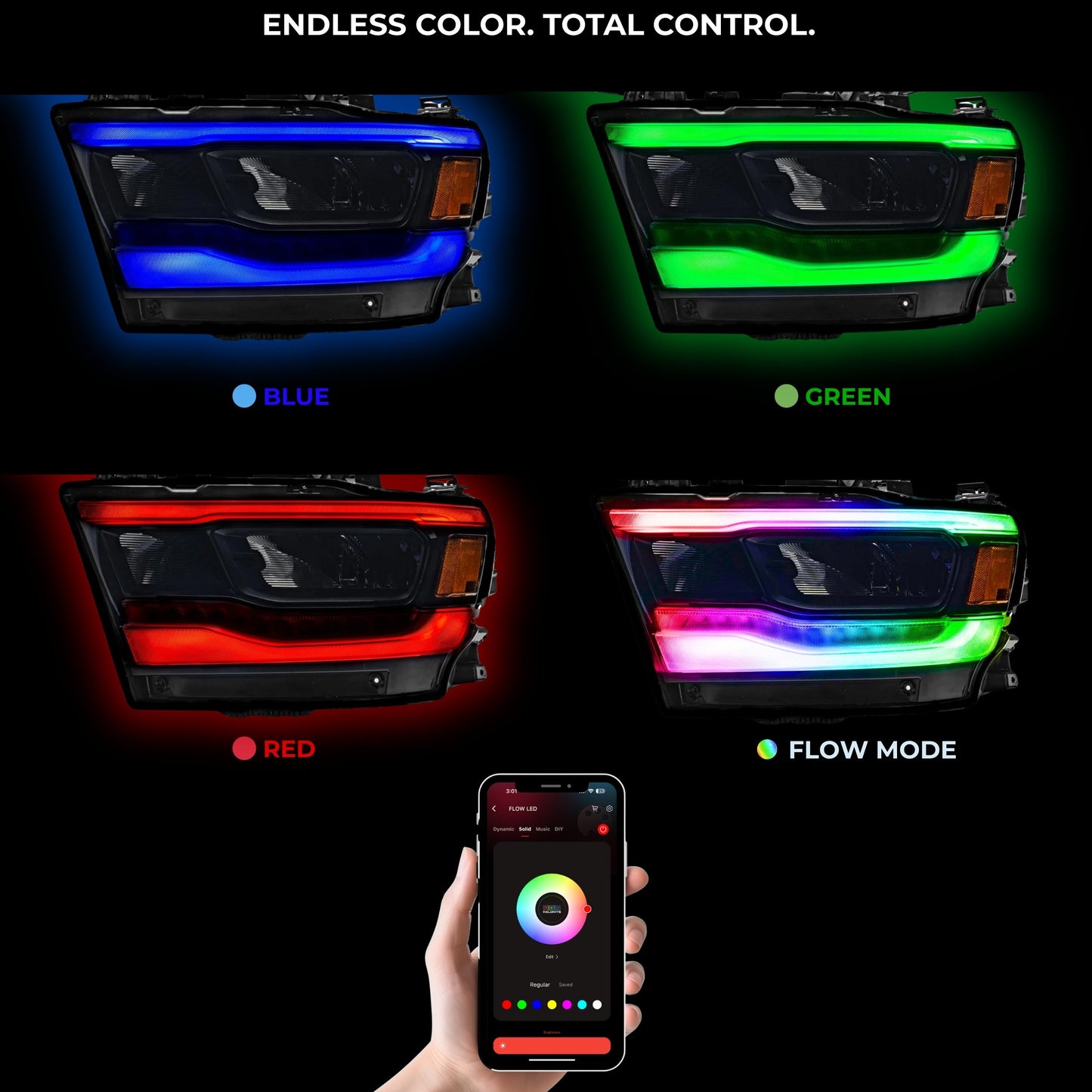 Ram 1500 (Mid-Level Trim) Multicolor DRL Boards (2019-2024)