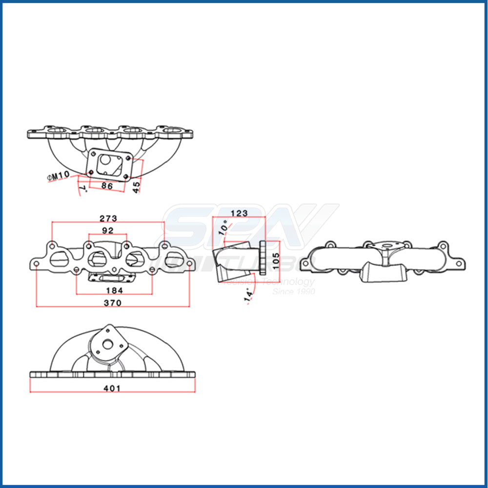 Focus SVT / Escort Zetec 1.8L 2.0L T3 turbo manifold + Adapter