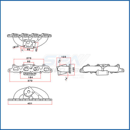 Focus SVT / Escort Zetec 1.8L 2.0L T3 turbo manifold + Adapter
