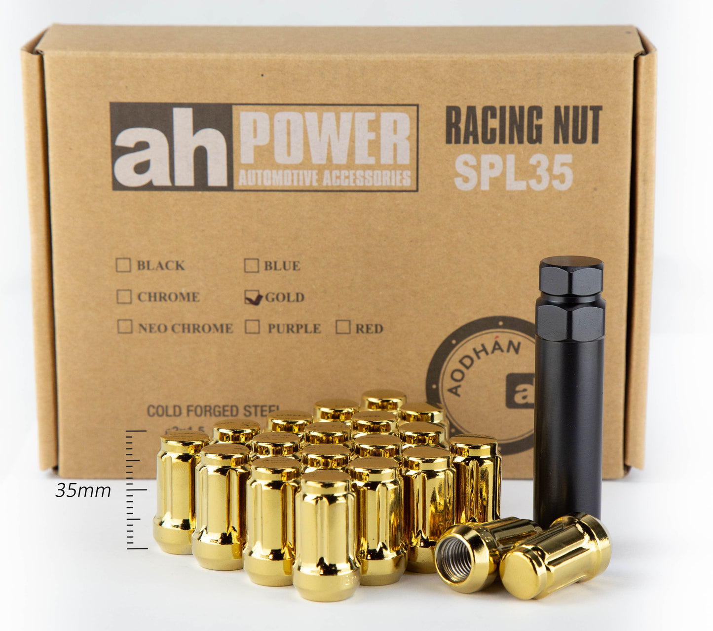 Aodhan Spline Lug nuts Set - Conical Seat ,35mm Overall Size