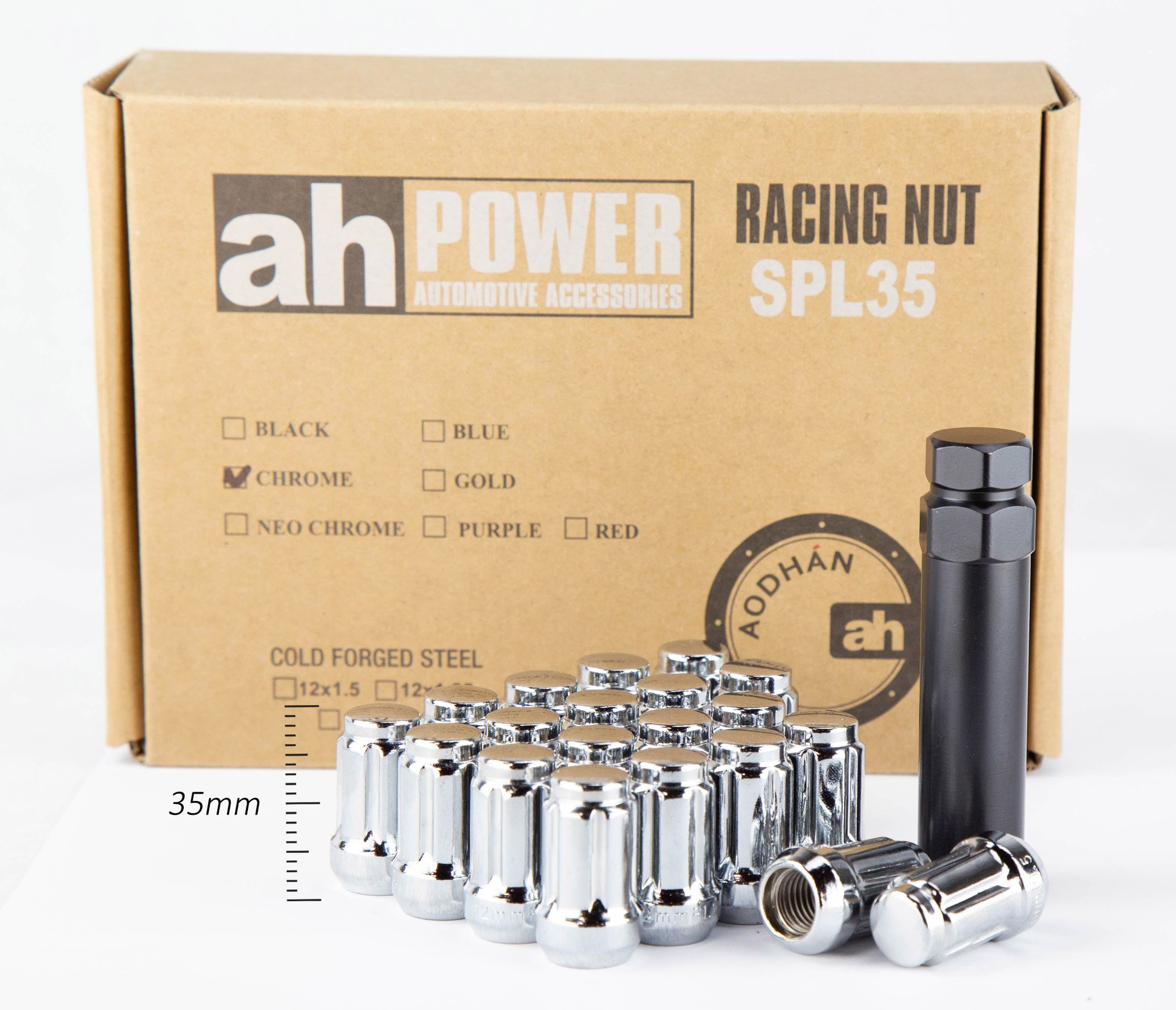 Aodhan Spline Lug nuts Set - Conical Seat ,35mm Overall Size