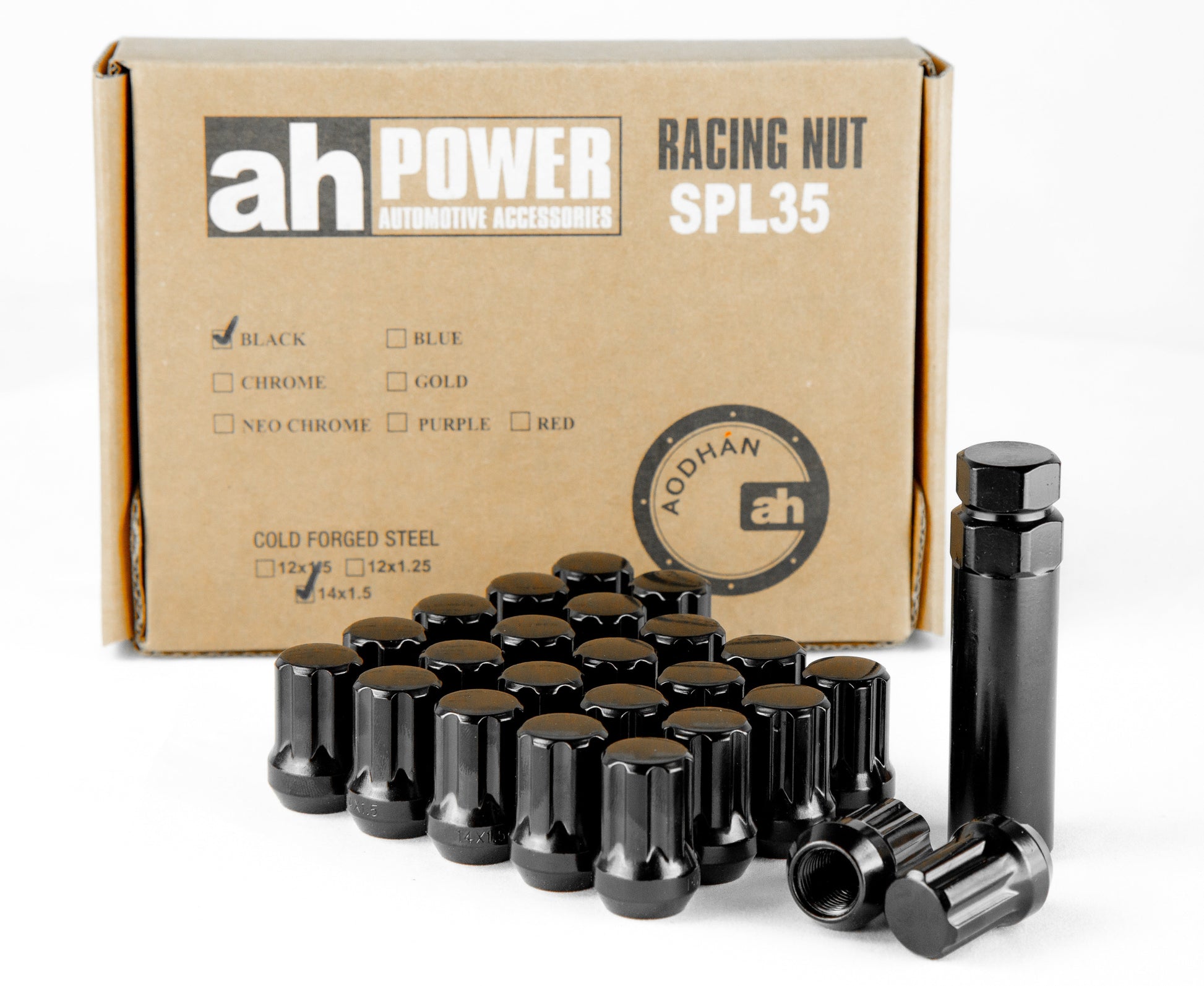 Aodhan Spline Lug nuts Set - Conical Seat ,35mm Overall Size