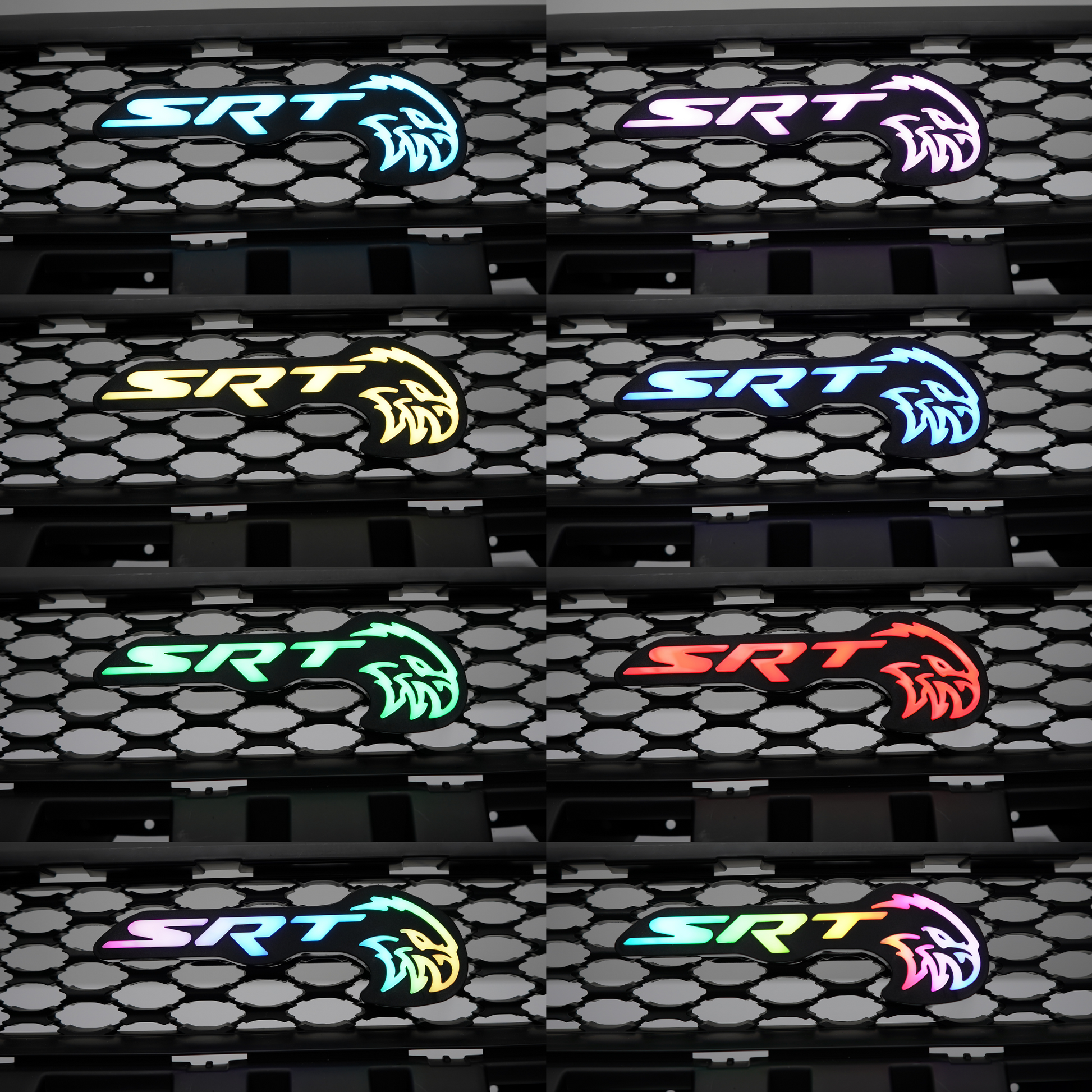 SRT Trackhawk Hellhawk LED Emblem: (Multicolor Flow)