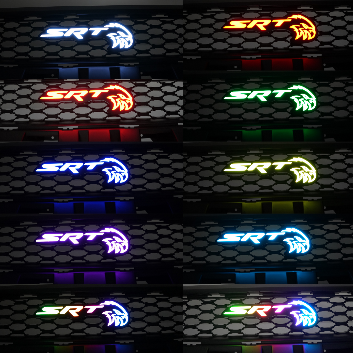 SRT Trackhawk Hellhawk LED Emblem: (Multicolor Flow)