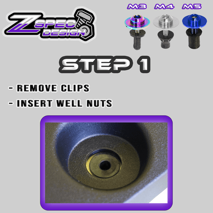 ZSPEC Clip-Replacement Fastener Solution, M3x20mm w/ Well Nut, Per Each