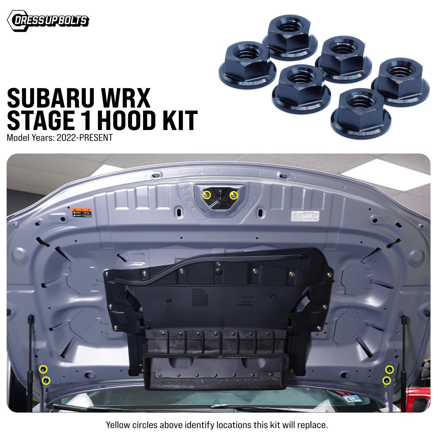 Stage 1 Titanium Hardware Hood Kit - Subaru WRX (2022+)