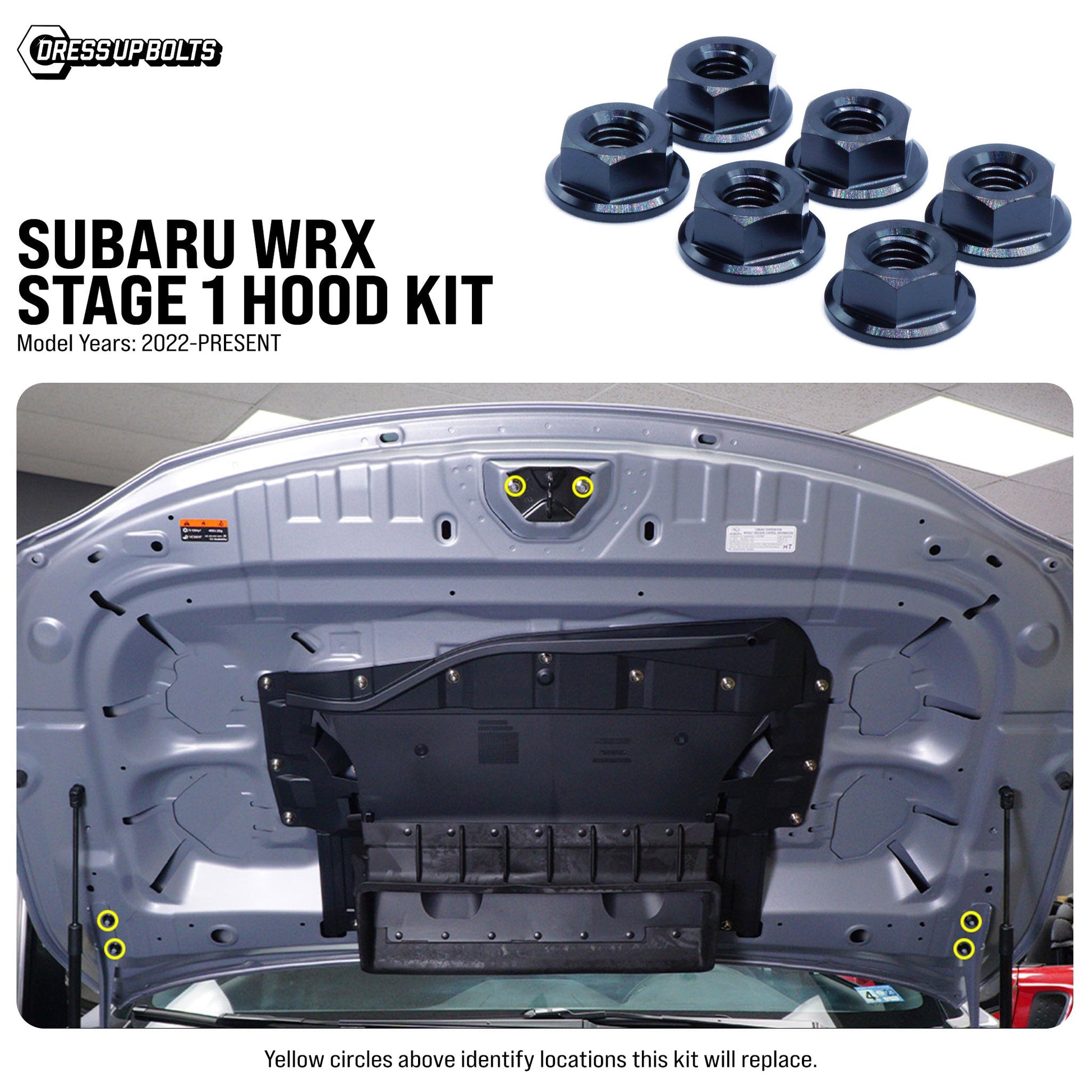 Stage 1 Titanium Hardware Hood Kit - Subaru WRX (2022+)