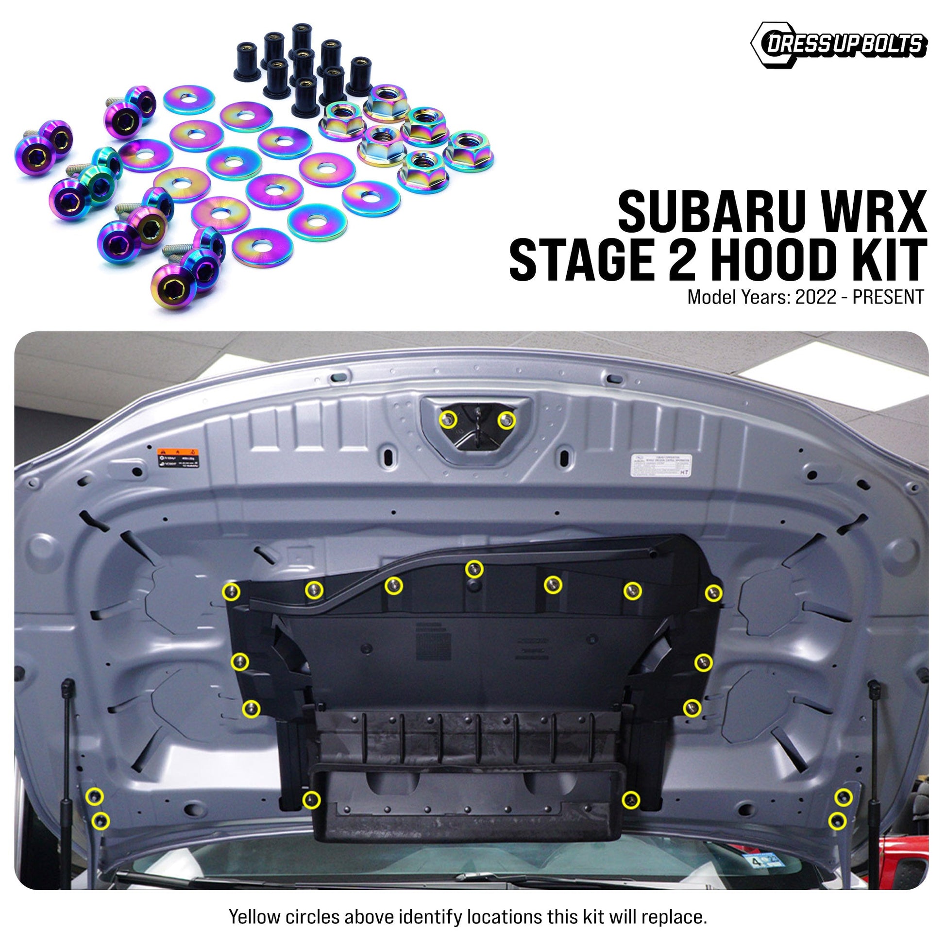 Stage 2 Titanium Hardware Hood Kit - Subaru WRX (2022+)