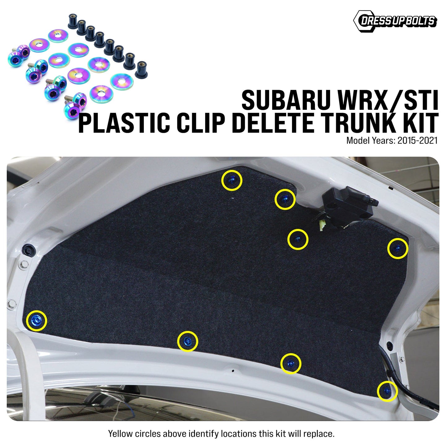 Titanium Hardware Plastic Clip Delete Trunk Kit - Subaru WRX/STI (2015-2021)
