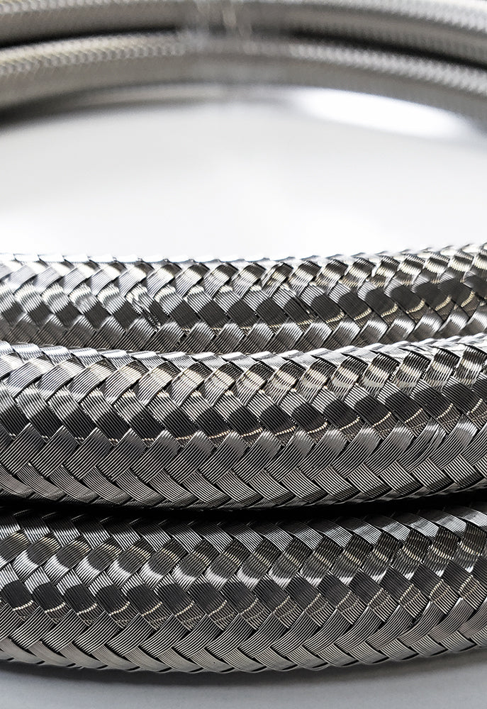 -4AN Stainless Steel Braided Flex Hose with Reinforced Rubber Liner - 5 Foot Length
