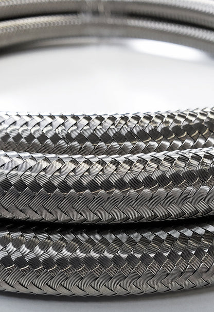 -4AN Stainless Steel Braided Flex Hose with Reinforced Rubber Liner - 5 Foot Length