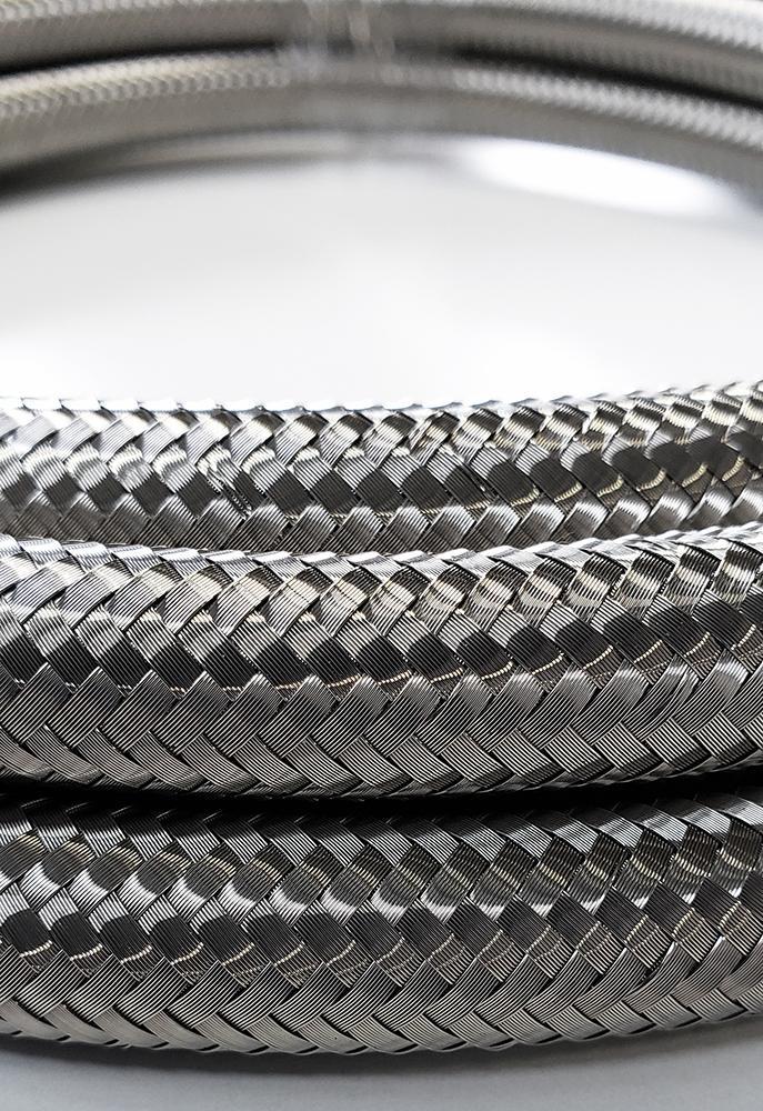 -20AN Stainless Steel Braided Flex Hose with Reinforced Rubber Liner - 10 Foot Length