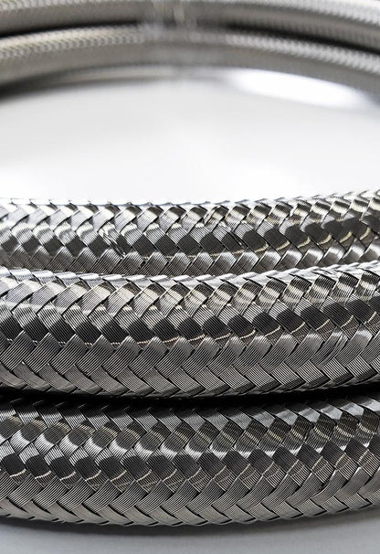 -6AN Stainless Steel Braided Flex Hose with Reinforced Rubber Liner - 50 Foot Length