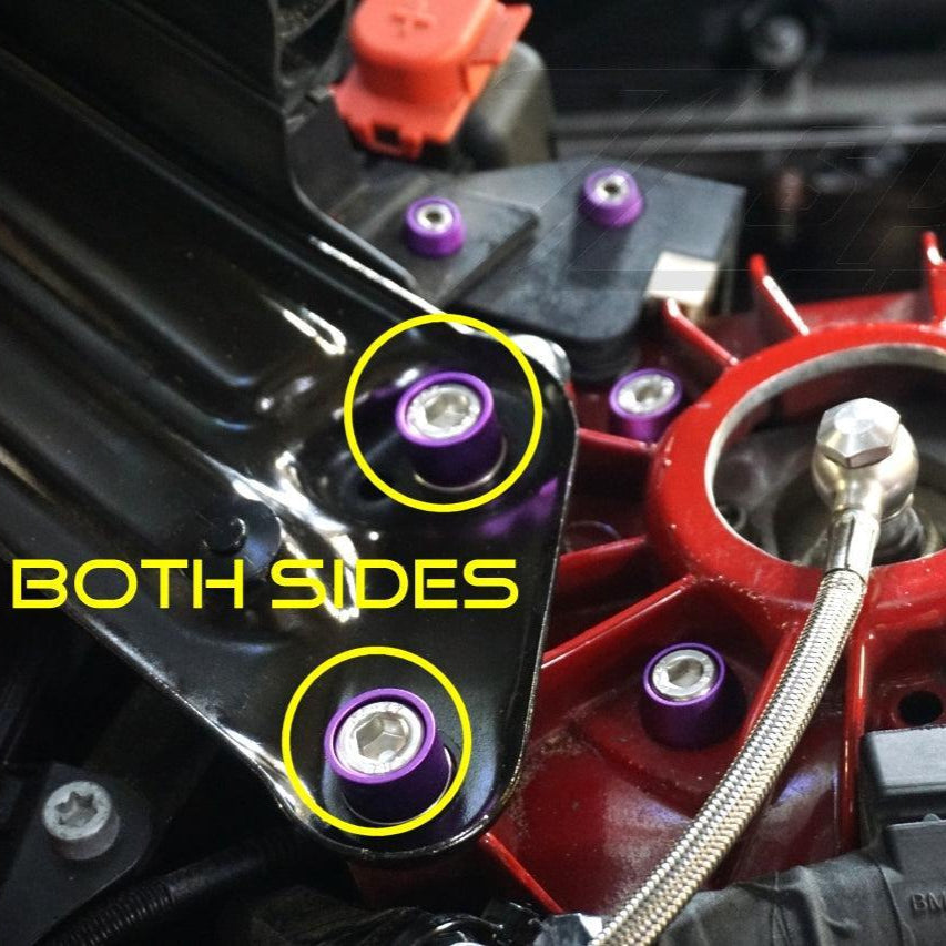 ZSPEC Front Strut Cross-Braces Fasteners for '20+ Toyota Supra MKV GR A90, Stainless & Billet