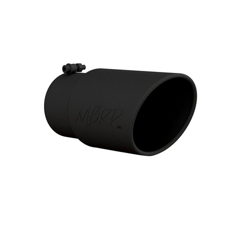 MBRP Exhaust Tip; 6in. O.D. Angled Rolled End 5in. Inlet 12in. Length; Black Coated