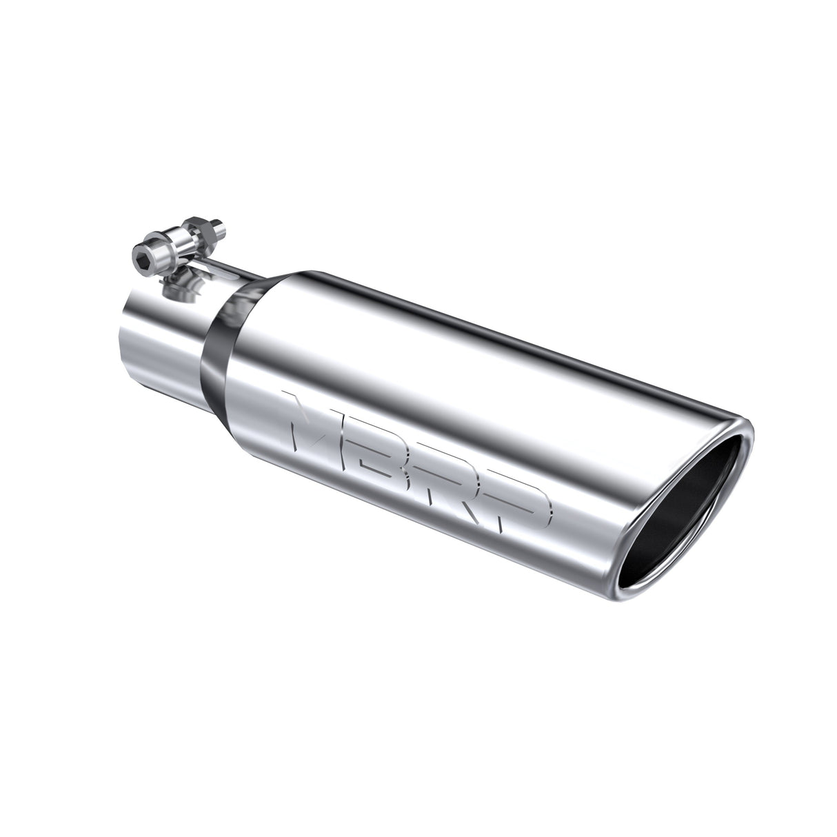 MBRP Exhaust Tip; 3in. O.D. Angled Rolled End 2in. Inlet 10in. Length; T304