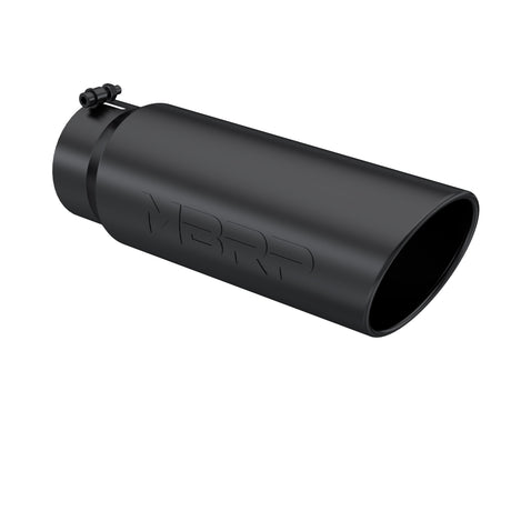 MBRP Exhaust Tip; 6in. O.D.; Angled Rolled End; 5in. Inlet 18in. In Length; Black Coated