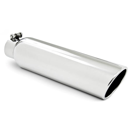MBRP Exhaust 4in. OD; 2.5in. Inlet; 16in. In Length; Angled Cut Rolled End; Clampless; No Weld; T304