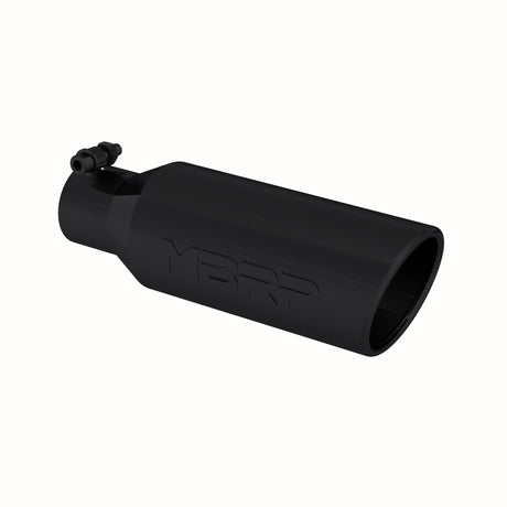 MBRP Exhaust Tip; 4in. O.D.; Angled Rolled End; 2.5in. Inlet; 12in. In Length; Black
