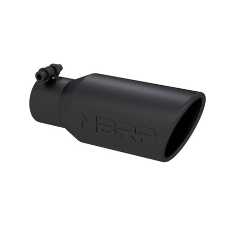 MBRP Exhaust Tip; 4in. O.D. Angled Rolled End 2 3/4in. Inlet 10in. Length; Black