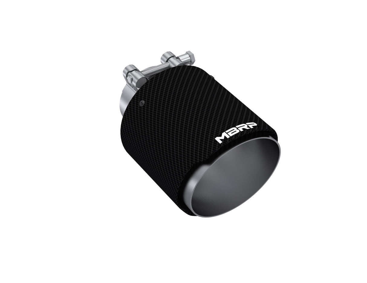 MBRP Exhaust Tip; 4.5in OD Out; 2.5in ID; 6.5in Length; Angle Cut; Dual Wall; Carbon Fiber
